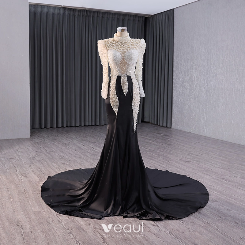 Black Trumpet Mermaid Beading High Neck Prom Dress Black Trumpet Mermaid Beading High Neck Prom Dress
