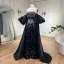 High-end Black Rhinestone Prom Dresses 2024 Empire Strapless Puffy Short Sleeve Backless Floor-Length / Long Prom Formal Dresses