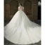 High End Vintage Ivory / Creme Perlenstickerei Perle Strass Brautkleider / Hochzeitskleider 2022 Ballkleid Rundhalsausschnitt Kurze Ärmel Rückenfreies Königliche Schleppe Hochzeit