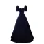 Élégant Bleu Marine Daim Robe De Bal 2023 Princesse Encolure Carrée Faux Diamant Manches Courtes Dos Nu Noeud Longue Promo Robe De Ceremonie