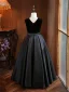 Chic / Beautiful Black Birthday Flower Girl Dresses 2024 A-Line / Princess V-Neck Sleeveless Backless Floor-Length / Long