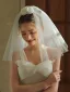Elegant White Handmade  Flower Bridal Wedding Veils 2025 Tulle