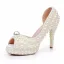 Elegante Beige Perle Brautschuhe 2024 11 cm Stilettos Peeptoes Hochzeit Sandaletten Hochhackige