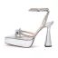 Sexy Argenté Faux Diamant Chaussure De Mariée 2022 Bride Cheville 11 cm Talons Aiguilles Peep Toes / Bout Ouvert Mariage Talons Hauts