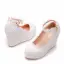Élégant Blanche Perle En Dentelle Fleur Chaussure De Mariée 2023 Bride Cheville 10 cm Compensées À Bout Rond Mariage Talons
