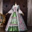 Mittelalterlich Vintage Himmelblau Strass Schleife Spitze Blumen Ballkleider 2026 Ballkleid Eckiger Ausschnitt Glockenhülsen Rückenfreies Lange Festliche Kleider