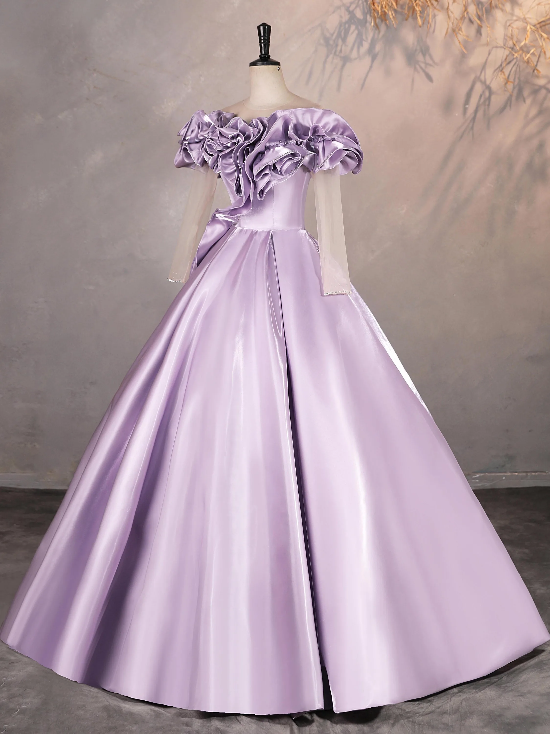 chinese dress ladies Lavender Lace Applique Prom Dresses Spaghetti Strap Mermaid Evening Dress 21866 Lavender / US12 main image 0