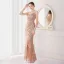 Sexy Beige Paillettes Robe De Soirée 2022 Trompette / Sirène Bretelles Spaghetti Sans Manches Dos Nu Longue Soirée Robe De Ceremonie