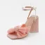 Vintage / Originale Bleu Ciel Vêtement de rue Sandales Femme 2022 Bride Cheville Noeud 10 cm Talons Épais Peep Toes / Bout Ouvert Sandales Talons Hauts