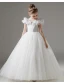 Fashion White Star Sequins Lace Butterfly Wedding Flower Girl Dresses 2023 Ball Gown Scoop Neck Short Sleeve Floor-Length / Long