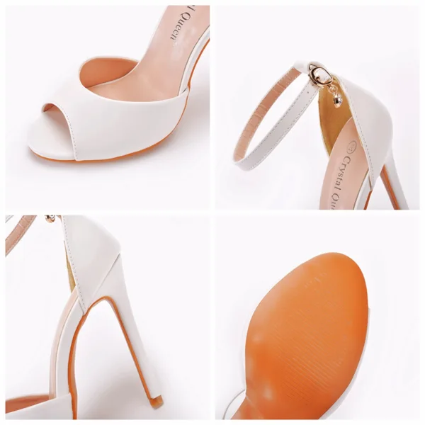 Sexy Noire Soirée Sandales Femme 2022 Bride Cheville 11 cm Talons Aiguilles Peep Toes / Bout Ouvert Sandales Talons Hauts