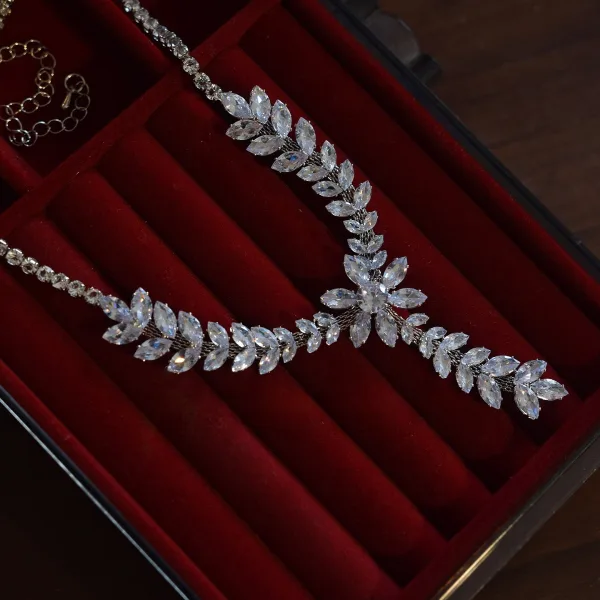 Bling Bling Białe Rhinestone Cyrkon Kolczyki Tiara Naszyjnik Ozdoby Do Włosów Ślubne Akcesoria Ślub 2025