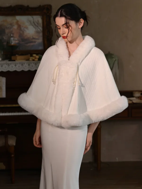 Vintage / Retro White Suede Prom Shawls 2025