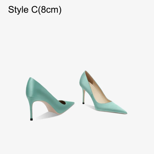 Modest Mint Green Evening Party Satin Pumps 2023 Leather 12 cm Stiletto Heels Pointed Toe High Heels Pumps