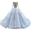 Luxury / Gorgeous Sparkly White Handmade  Beading Pearl Rhinestone Sequins Wedding Dresses 2022 Ball Gown Scoop Neck Long Sleeve Backless Royal Train
