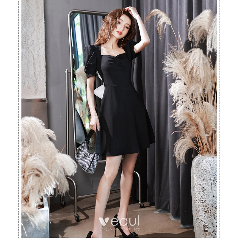 criss cross back formal dress Black Ruffle Vneck Mini Dress XL