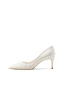 Charmant Blanche Perlage Satin Chaussure De Mariée 2024 8 cm Talons Aiguilles À Bout Pointu Mariage Escarpins Talons Hauts