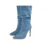 Mode Bleu Ciel Tomber Hiver Vêtement de rue Bottes Femme 2023 11 cm Talons Aiguilles À Bout Pointu Bottes