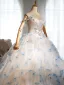 Luxury / Gorgeous White Beading Appliques Sequins Lace Flower Wedding Dresses 2025 Ball Gown Off-The-Shoulder Sleeveless Backless Sweep Train