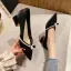 Schöne Burgunderrot Abend Perle Schleife Pumps 2022 5 cm Thick Heels Spitzschuh Pumps Hochhackige