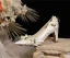 Élégant Blanche Cuir Appliques Chaussure De Mariée 2023 8 cm Talons Épais À Bout Pointu Mariage Escarpins Talons Hauts