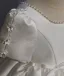 Chic / Beautiful White Appliques Bow Pearl Birthday Short Flower Girl Dresses 2025 Ball Gown Scoop Neck Short Sleeve