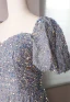 Sparkly Grey Beading Sequins Prom Dresses 2024 Trumpet / Mermaid Square Neckline Short Sleeve Backless Floor-Length / Long Prom Formal Dresses