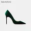 Chic / Beautiful Dark Green Suede Evening Party Pumps 2026 Leather 10 cm Stiletto Heels Pointed Toe High Heels