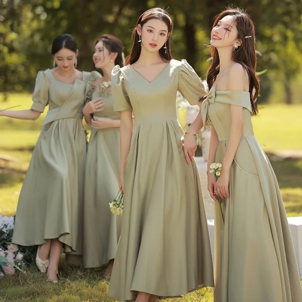 sage green bridesmaid dresses satin under $60 JACINDA / All Over Beaded Wedding Dress with Long Sleeves