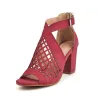 Roman Black Street Wear Summer Pierced Womens Sandals 2023 8 cm Thick Heels Open / Peep Toe Sandals High Heels