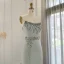 High-end Mint Green Handmade  Beading Rhinestone Prom Dresses 2024 Trumpet / Mermaid Strapless Sleeveless Backless Floor-Length / Long Prom Formal Dresses