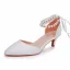Élégant Blanche Perle Bride Cheville Noeud Chaussure De Mariée 2024 5 cm Talons Aiguilles À Bout Pointu Mariage Talons Hauts