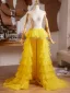 Fashion Yellow Cascading Ruffles Prom shawl 2025 Tulle