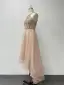 Bling Bling Gold Sequins Asymmetrical Prom Dresses 2024 A-Line / Princess Scoop Neck Sleeveless Prom Formal Dresses
