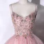 Chic / Belle Rougissant Rose Perlage Faux Diamant Paillettes Robe De Bal 2023 Robe Boule Bretelles Spaghetti Sans Manches Dos Nu Longue Promo Robe De Ceremonie