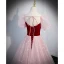 Charming Burgundy Prom Dresses 2022 A-Line / Princess Square Neckline Sequins Puffy Short Sleeve Backless Floor-Length / Long Formal Dresses