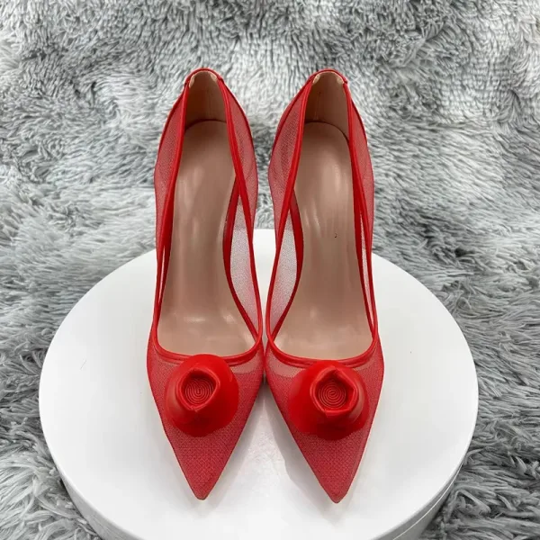 Charming Red Cocktail Party See-through Pumps 2023 12 cm Stiletto Heels Pointed Toe Pumps High Heels
