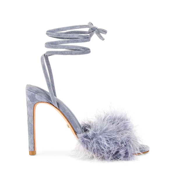 Fashion Sky Blue Cocktail Party Evening Party Womens Sandals 2022 Tassel Ankle Strap 11 cm Stiletto Heels Open / Peep Toe Sandals High Heels