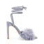 Fashion Sky Blue Cocktail Party Evening Party Womens Sandals 2022 Tassel Ankle Strap 11 cm Stiletto Heels Open / Peep Toe Sandals High Heels