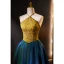 Vintage / Retro Bluish Green Glitter A-Line / Princess Prom Dresses 2023 Halter Sleeveless Backless Floor-Length / Long Formal Dresses