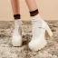 Fashion White Street Wear Waterproof Womens Shoes 2023 10 cm Thick Heels T-Strap Round Toe Womens Shoes
