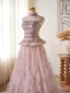 Luxury / Gorgeous Sparkly Blushing Pink Beading Rhinestone Sequins Prom Dresses 2026 A-Line / Princess Strapless Sleeveless Backless Floor-Length / Long Formal Dresses