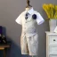 Chic / Beautiful Printing Short Sleeve Boys Wedding Suits 2022 5-piece Body Jewellery Pants Shirt Tie Vest