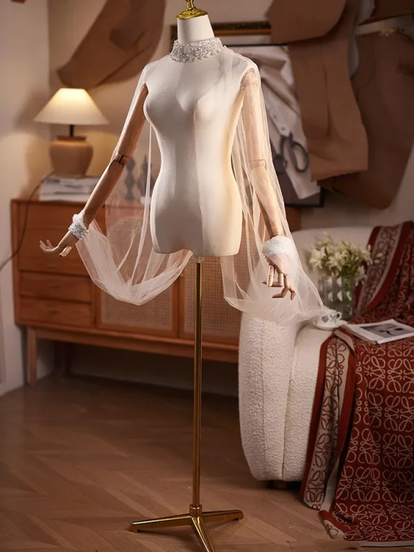 Charming White Handmade Rhinestone Prom shawl 2025