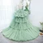 Charming Sage Green Cascading Ruffles Prom Dresses 2022 Ball Gown Spaghetti Straps Sleeveless Backless Court Train Formal Dresses