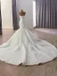 High End Weiß Strass Applikationen Satin Brautkleider / Hochzeitskleider 2025 Meerjungfrau Bandeau Ärmellos Rückenfreies Kapelle-Schleppe Hochzeit