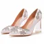 Mode Weiß Strass Kristall Pumps 2023 9 cm Thick Heels Spitzschuh Hochzeit Sandaletten Hochhackige