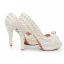 Elegante Beige Perle Brautschuhe 2024 11 cm Stilettos Peeptoes Hochzeit Sandaletten Hochhackige