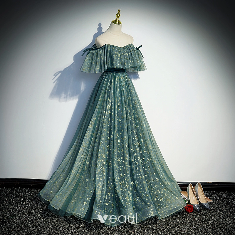 blue and green sequin prom dress BABARONI Sequin Ocean Blue Prom Dresses Sheath/Column V-neck Spaghetti  Straps Sequins Appliqued With Slit main image 1