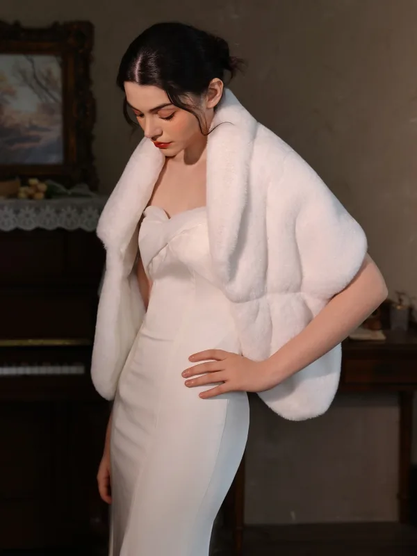 Vintage / Retro White Prom Suede Shawls 2025